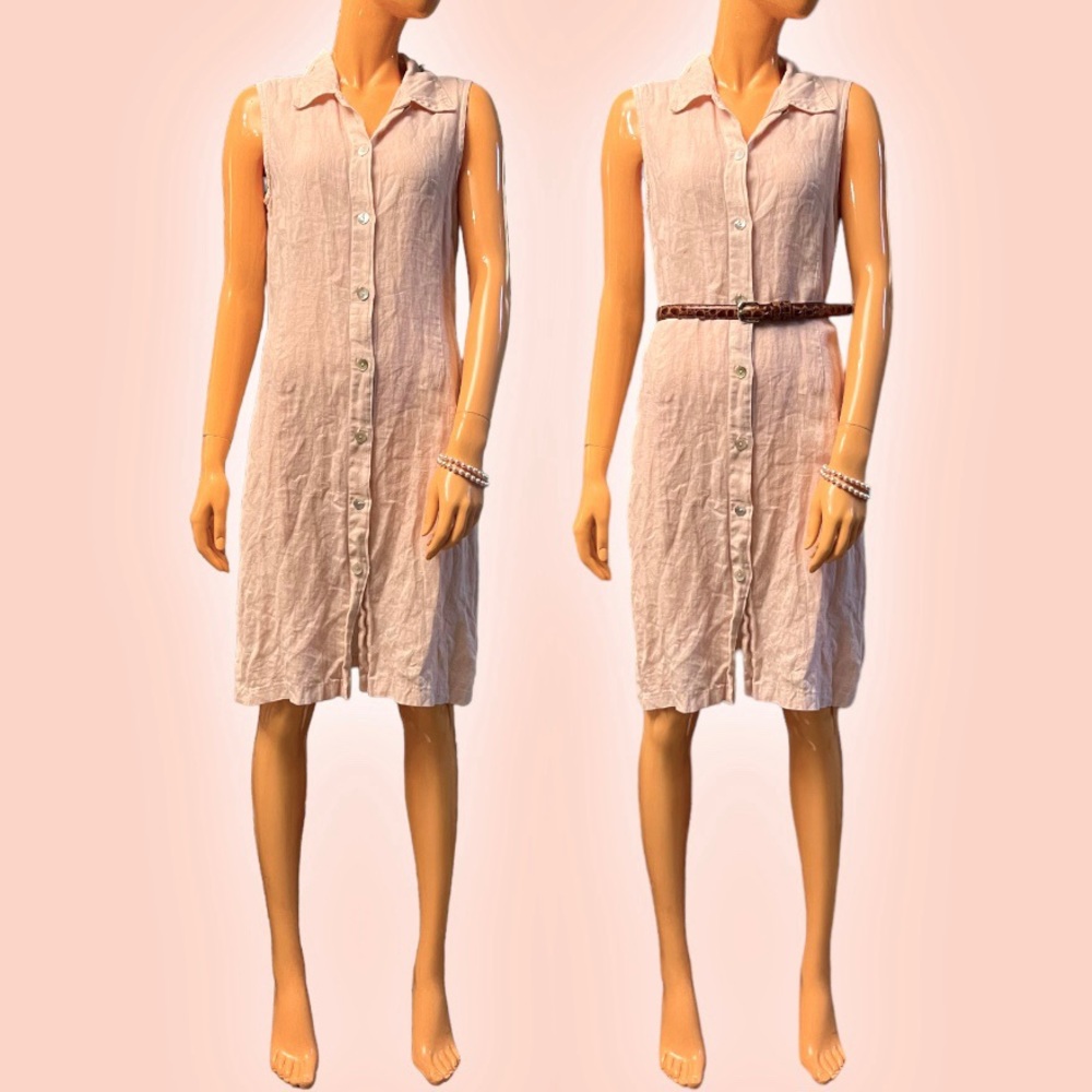 PA COMPANY Sleeveless Linen Shirtdress